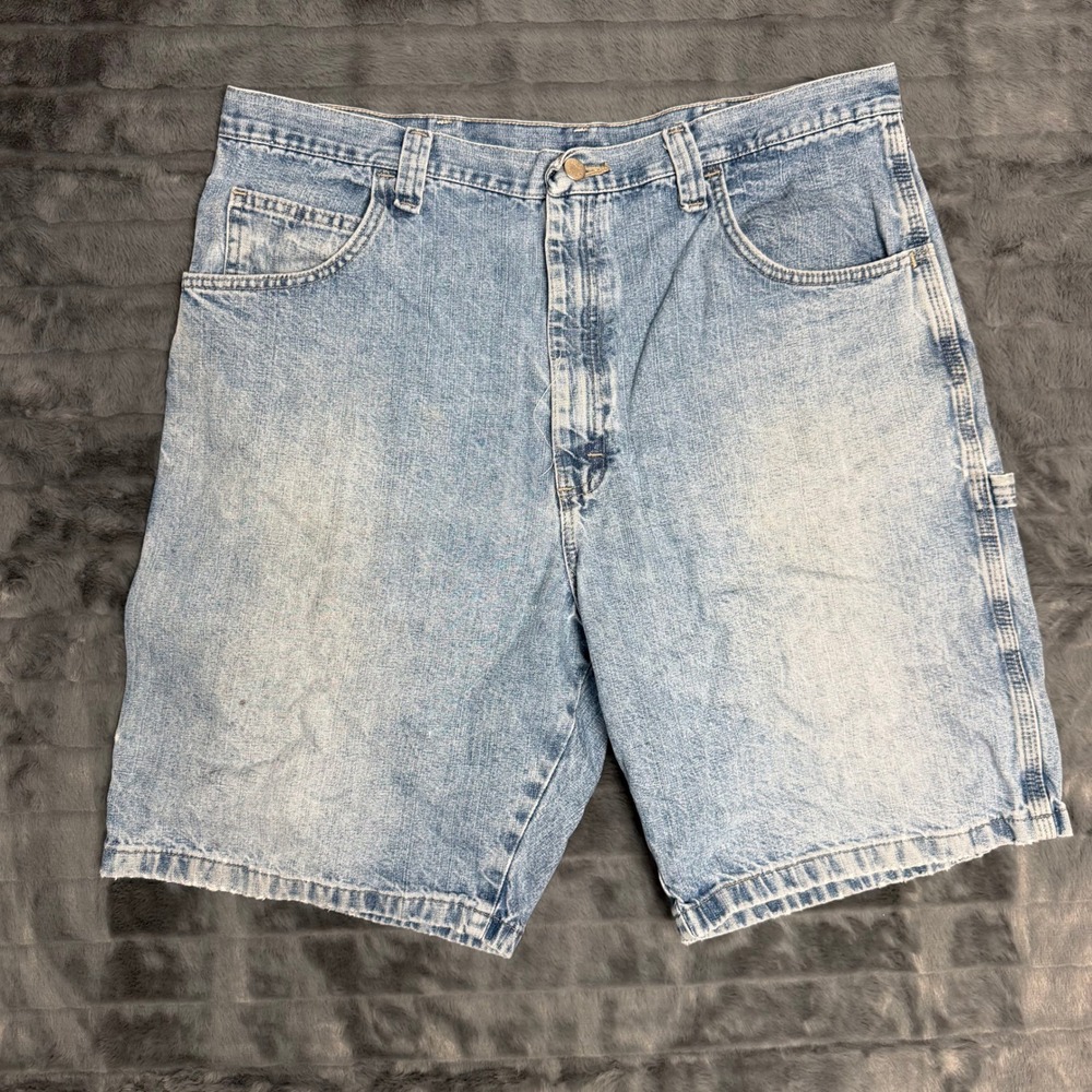 Wrangler Mens Carpenter Denim Shorts Light Wash Blue Cotton 38 64WC2ZL